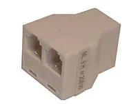 Redukce telefonní zdířka/ 2xzdířka 6p-4c