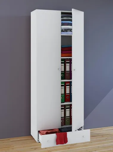 VCM Víceúčelová skříňka Vandol I s dvířky včetně zásuvky, bílá