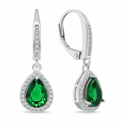 Brilio Silver Třpytivé stříbrné náušnice se zelenými zirkony EA1192WG