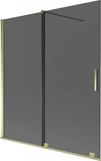 MEXEN/S Velar dvoukřídlá posuvná vanová zástěna 150 x 150, grafit, zlatá 896-150-000-41-50