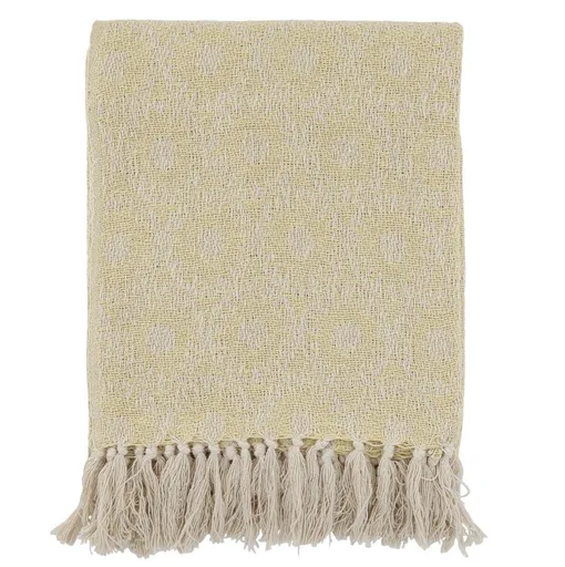 Žlutý bavlněný pléd se vzorem a třásněmi Aix - 130*150 cm 16110035