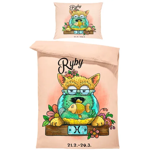 Povlečení Psí znamení – ryby (Rozměr : 1x150/200 + 1x60/50)