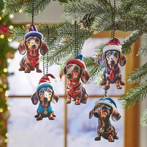 5 vánočních dekorací  Jezevčík