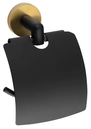 SAPHO LARISSA držák toaletního papíru s krytem, černá/zlato mat WS007BG