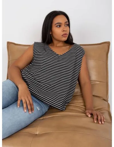 Dámský top plus size KASEY černobílý
