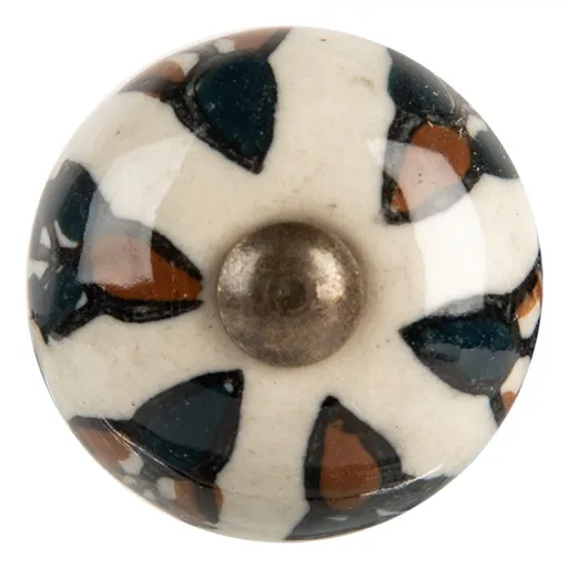 Béžová kulatá keramická úchytka se vzorem - Ø 3*3 cm / S4 cm 66044