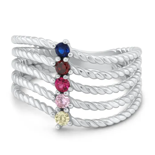 Brilio Silver Pětiřadý stříbrný prsten s barevnými zirkony RI129W 50 mm