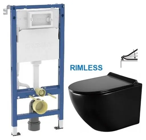 GEBERIT DuofixBasic bez tlačítka + WC MEXEN LENA ČERNÁ Rimless + SEDÁTKO 458.103.00.2 X ME01