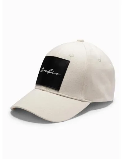 Pánská baseballová čepice s velkou nášivkou – krémová V4 OM-ACCS-0101