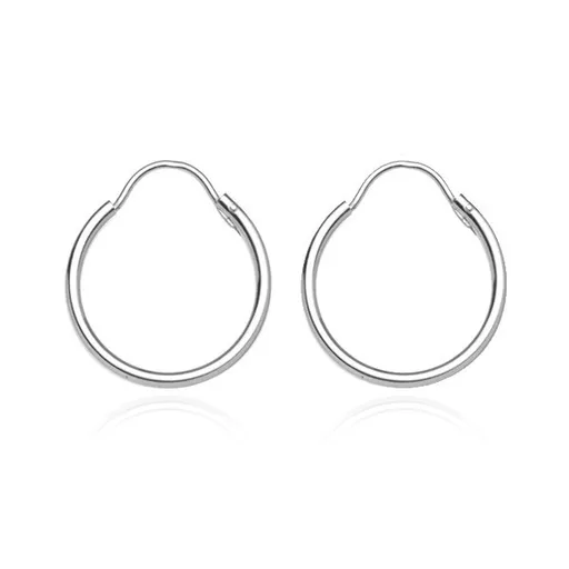 Stříbrné kruhové náušnice 925 - jednoduchý, hladký design, 16 mm