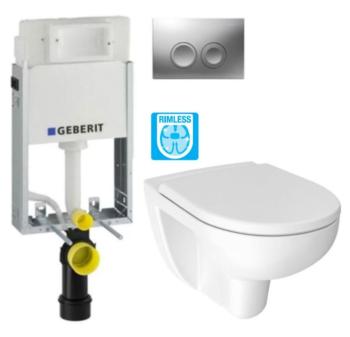 GEBERIT KOMBIFIXBasic vč. matného tlačítka DELTA 25 + WC JIKA LYRA PLUS RIMLESS + SEDÁTKO DURAPLAST 110.100.00.1 21MA LY1