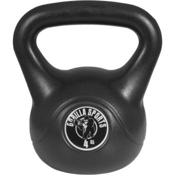 Gorilla Sports Kettlebell činka, plast, černá, 4 kg