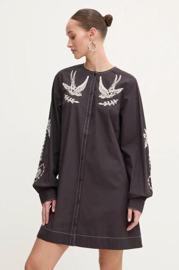 Bavlněné šaty Never Fully Dressed EmbroideSwallow Roamnce Mini Dress černá barva, mini, NFDDR1573