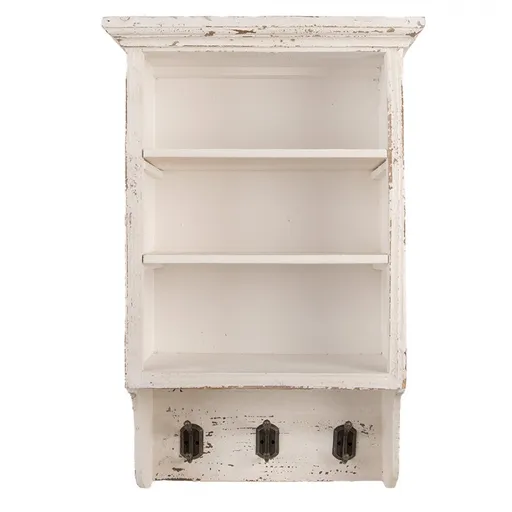 Béžová antik nástěnná dřevěná polička Camille - 36*17*57cm Clayre & Eef