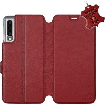 Flip pouzdro na mobil Samsung Galaxy A7 2018 - Tmavě červené - kožené -   Dark Red Leather (5903226517848)