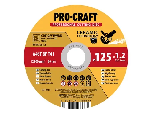 Kotouč řezný keramický PROCRAFT 125x1.2mm