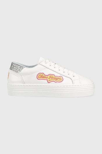 Kožené sneakers boty Chiara Ferragni CF3121_064 bílá barva, CF TENNIS LOW