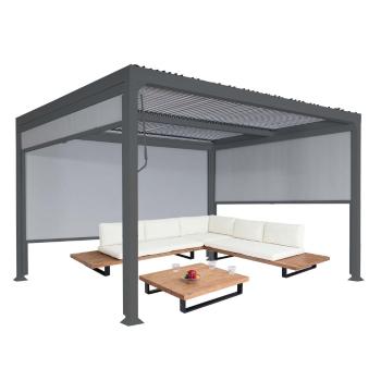 Bioklimatická pergola HWC-L41 3x3 se 3 bočními stěnami Antracit