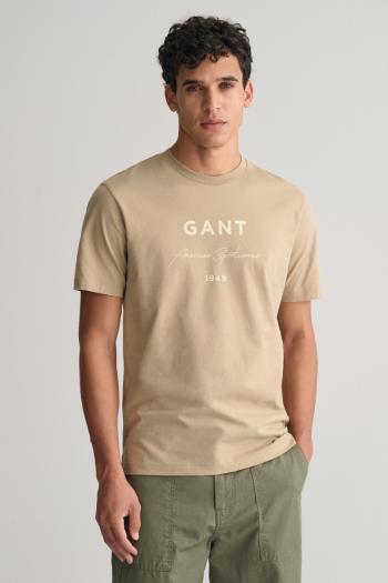 TRIČKO GANT LOGO SCRIPT PRINTED SS T-SHIRT DRIED KHAKI