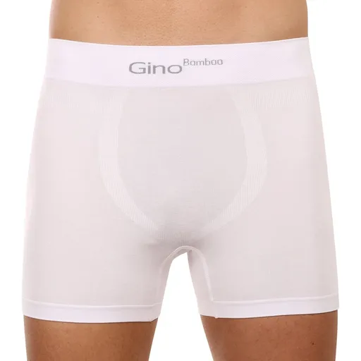 Gino Pánské boxerky bezešvé bambusové bílé (54004) S