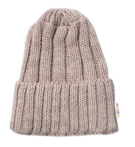 Baby Nellys Zimní nadčasová čepice Mom and Baby, béžová