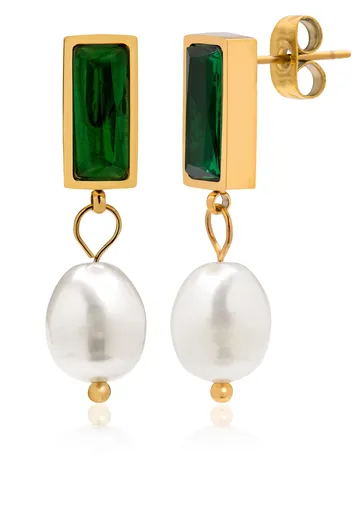 Troli Půvabné pozlacené náušnice s pravými barokními perlami VAAXF372G