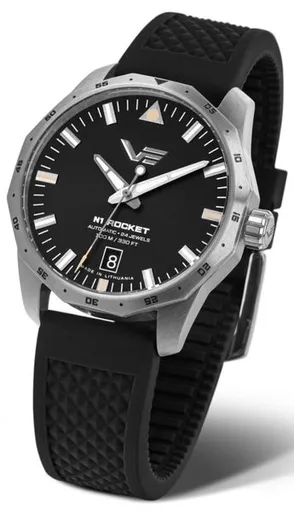 Vostok Europe N-1 Rocket Compact Automatic NH35-125A747S - Černý silikonový řemínek