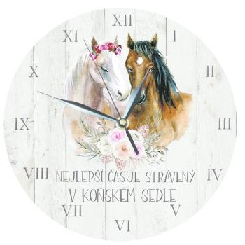 Bohemia Gifts Dřevěné hodiny - Pro milovníky koní, 24 cm