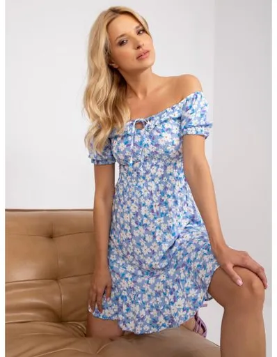 Dámské šaty květinové mini RUE PARIS modré