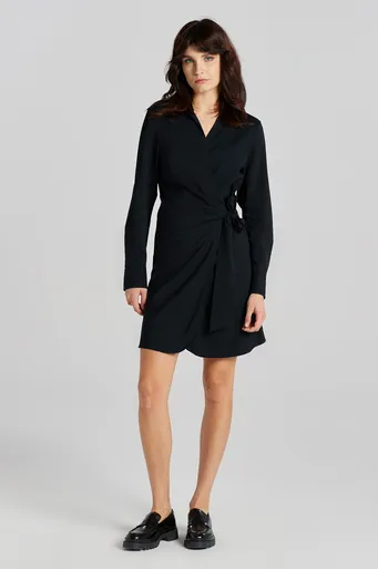 ŠATY GANT SLIM WRAP SHIRT DRESS BLACK