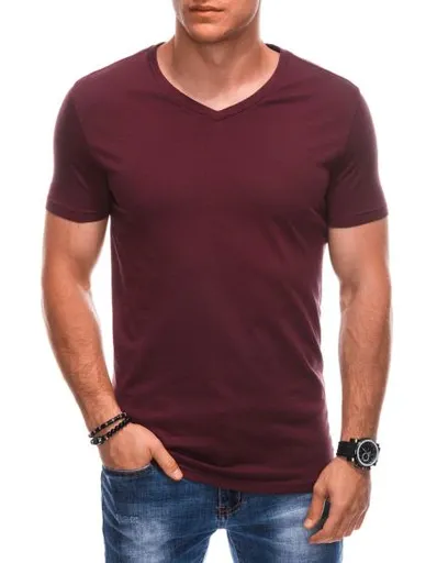 Pánské tričko s výstřihem do V EM-TSBS-0101 bordó