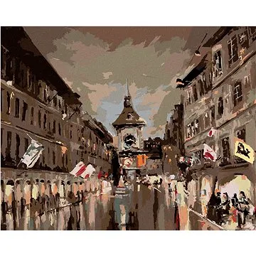 Zuty - Malování podle čísel - KRAMGASSOVÁ ULICE V PODVEČER, 80x100 cm, vypnuté plátno na rám (HRAmmb10269nad)