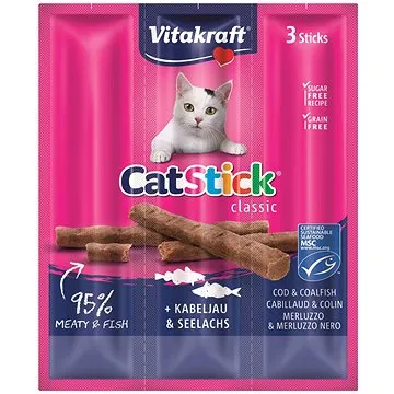 Vitakraft Cat Stick pochoutka treska/treska tmavá, 3 × 6 g (4008239240033)