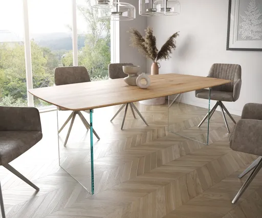 Jídelní stůl Edge 200x100 cm zaoblená přírodní dub švýcarská