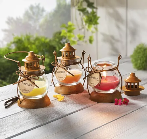 Vonné svíčky lucerničky Rusty sada 3 ks