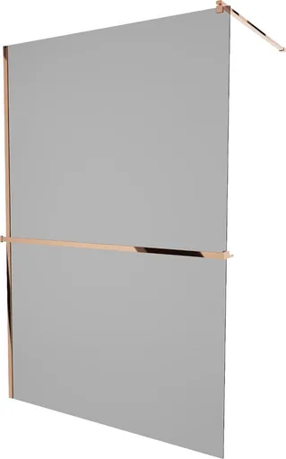 MEXEN/S KIOTO Sprchová zástěna WALK-IN s poličkou a držákem ručníků 90 x 200, grafit 8 mm, růžové zlato 800-090-121-60-40