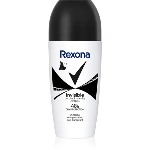 Rexona Invisible Black and White deodorant roll-on proti bílým a žlutým skvrnám 50 ml