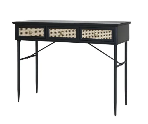 Černý antik dřevěný psací stůl s kovovými nohami Chic - 110*42*80 cm 40043124