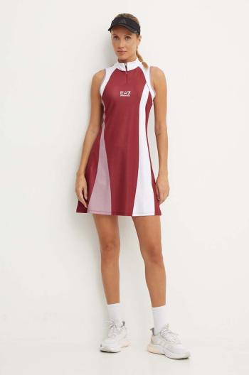 Sportovní šaty EA7 Emporio Armani vínová barva, mini, TJ04Z.6DTA51