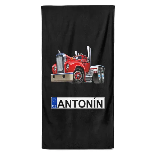 Osuška SPZ se jménem – barevný kamion (Jméno: Antonín, Velikost osušky: 100x170cm)