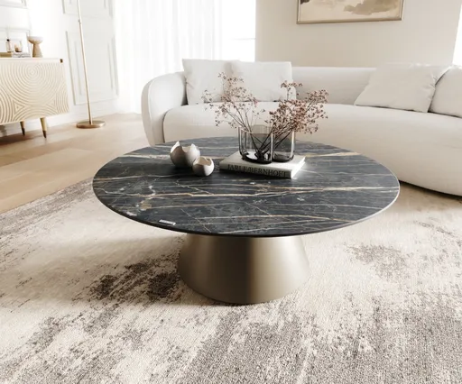 Konferenční stolek Borna 100x100 cm keramika Laminam®Noir Desir