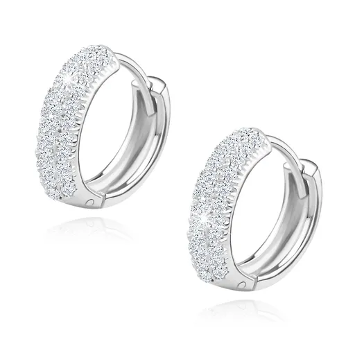 Náušnice ze stříbra 925 - kruhy, třpytivé zirkony, kloubové zapínání