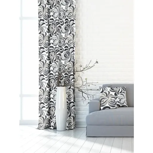 Závěs dekorační nebo látka, OXY Ornamentální květ, šedý, 150 cm 150 cm