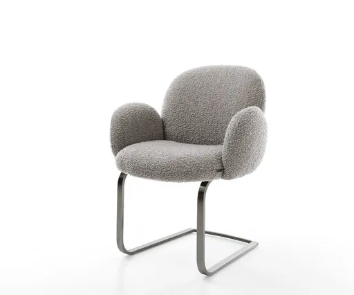 Konzolová židle Nube-Flex s područkami Bouclé stříbrnošedá