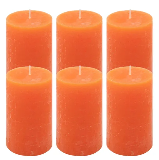 Oranžová parafínová svíčka rustikální 11,5 cm, 40 h, 6 ks