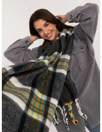 Dámská šála kostkovaná zimní černá