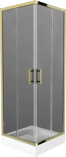 MEXEN/S Rio sprchový kout čtverec 70 x 70, grafit, zlato + vanička Rio včetně výpustě 860-070-070-50-40-4510
