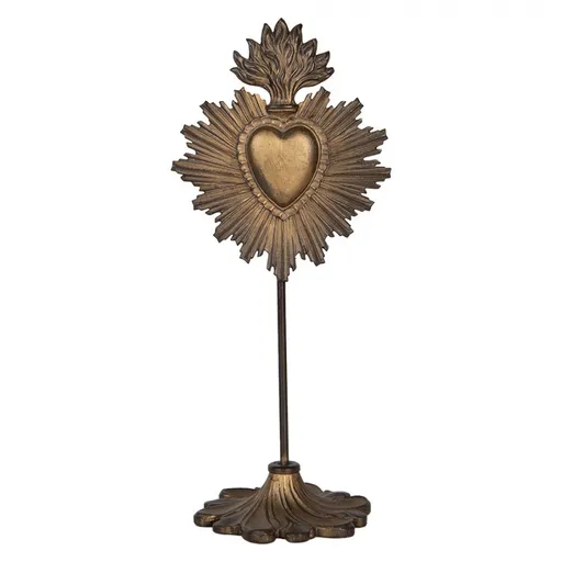 Zlatá antik dekorace nejsvětější srdce Ježíšovo - 10*8*23 cm Clayre & Eef