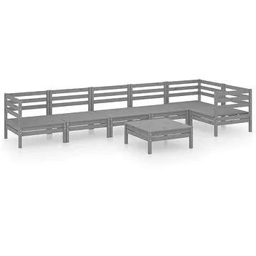 7dílná zahradní sedací souprava masivní borovice šedá, 3082714 (3082714)