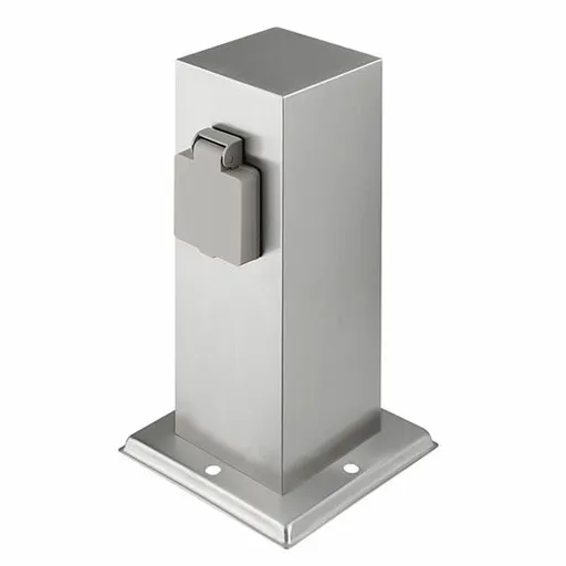 Solight PG11 Zahradní sloupek IP44, nerez ocel, 2 zásuvky, hranol, stříbrná